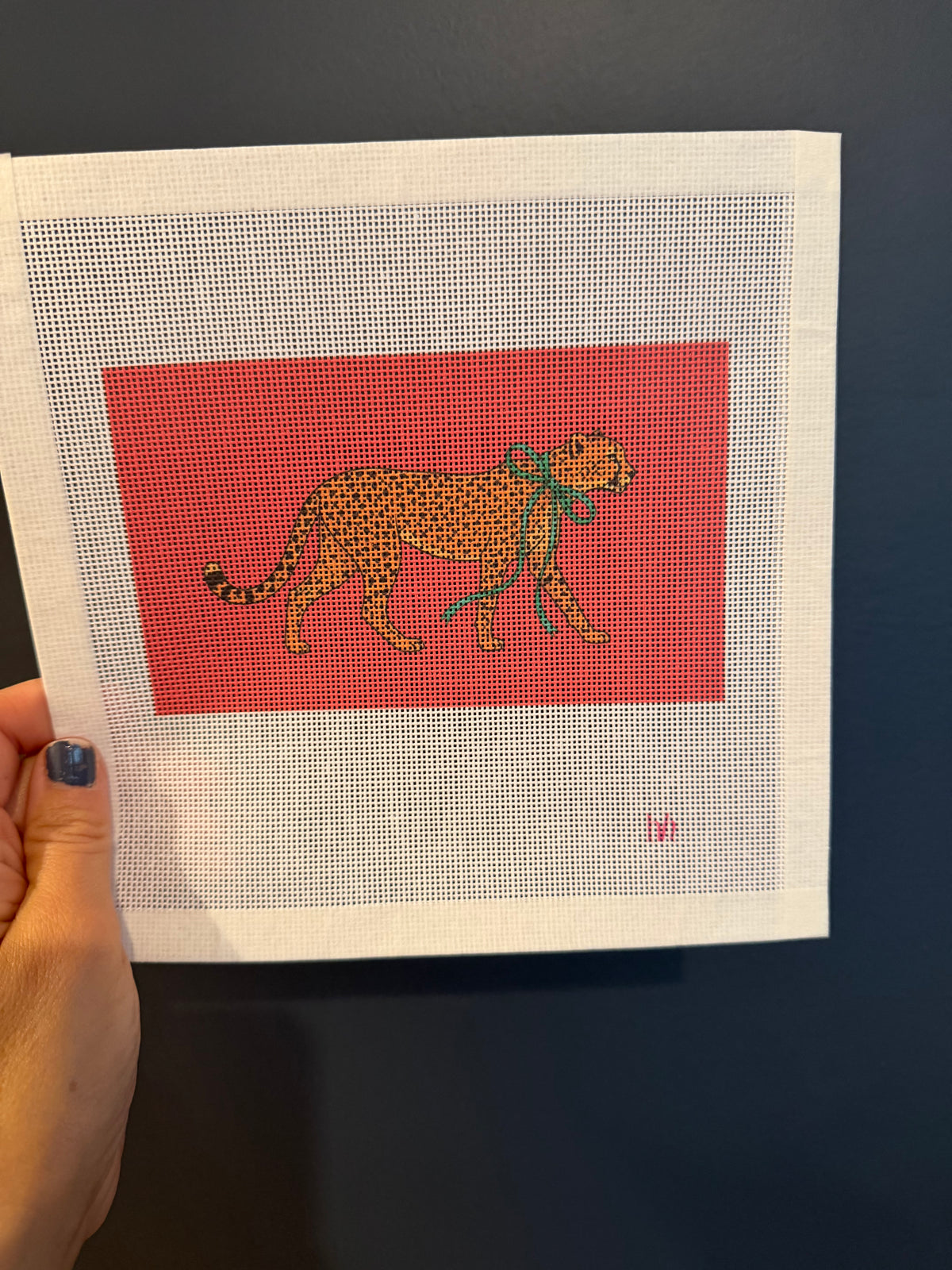 Preppy Cheetah Needlepoint Canvas or Needlepoint Kit