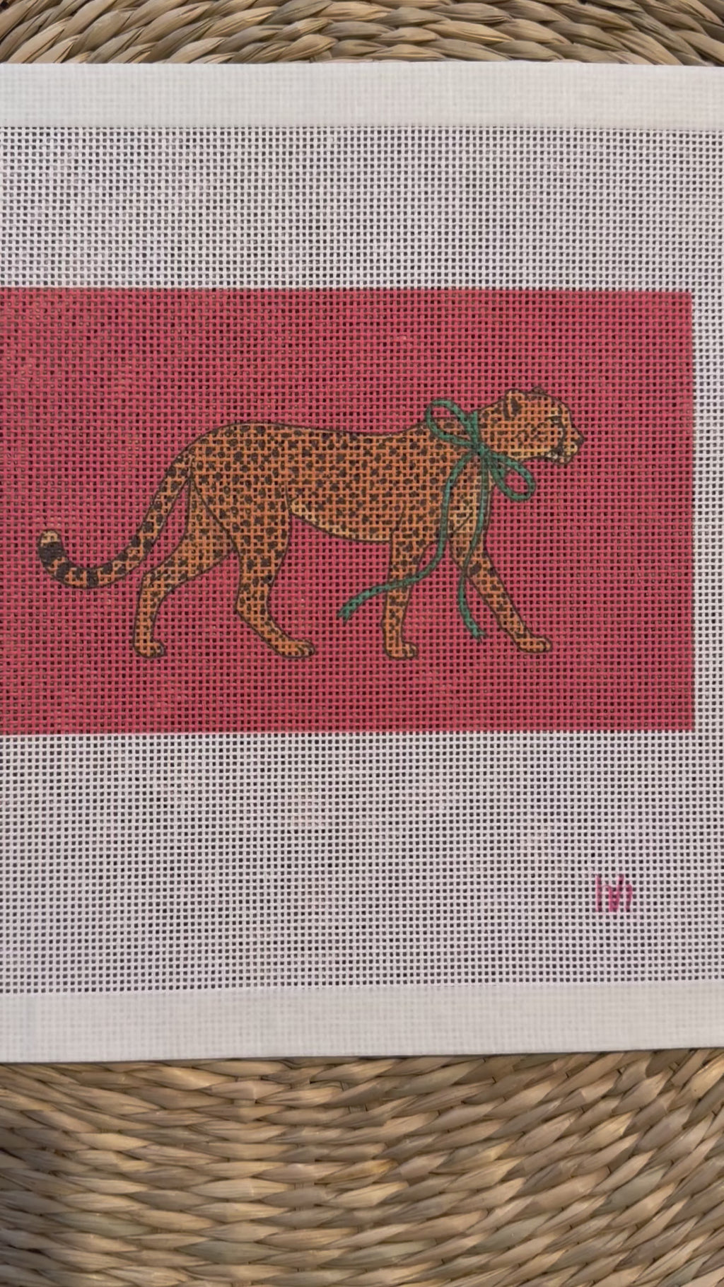 Preppy Cheetah Needlepoint Canvas or Needlepoint Kit