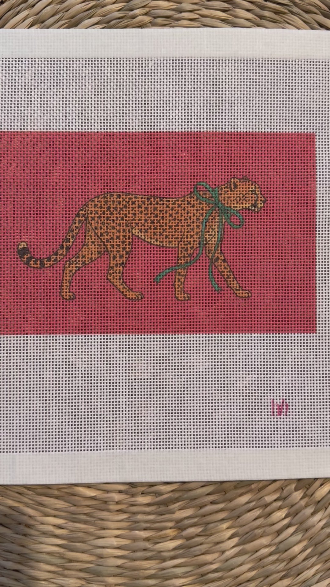 Preppy Cheetah Needlepoint Canvas or Needlepoint Kit