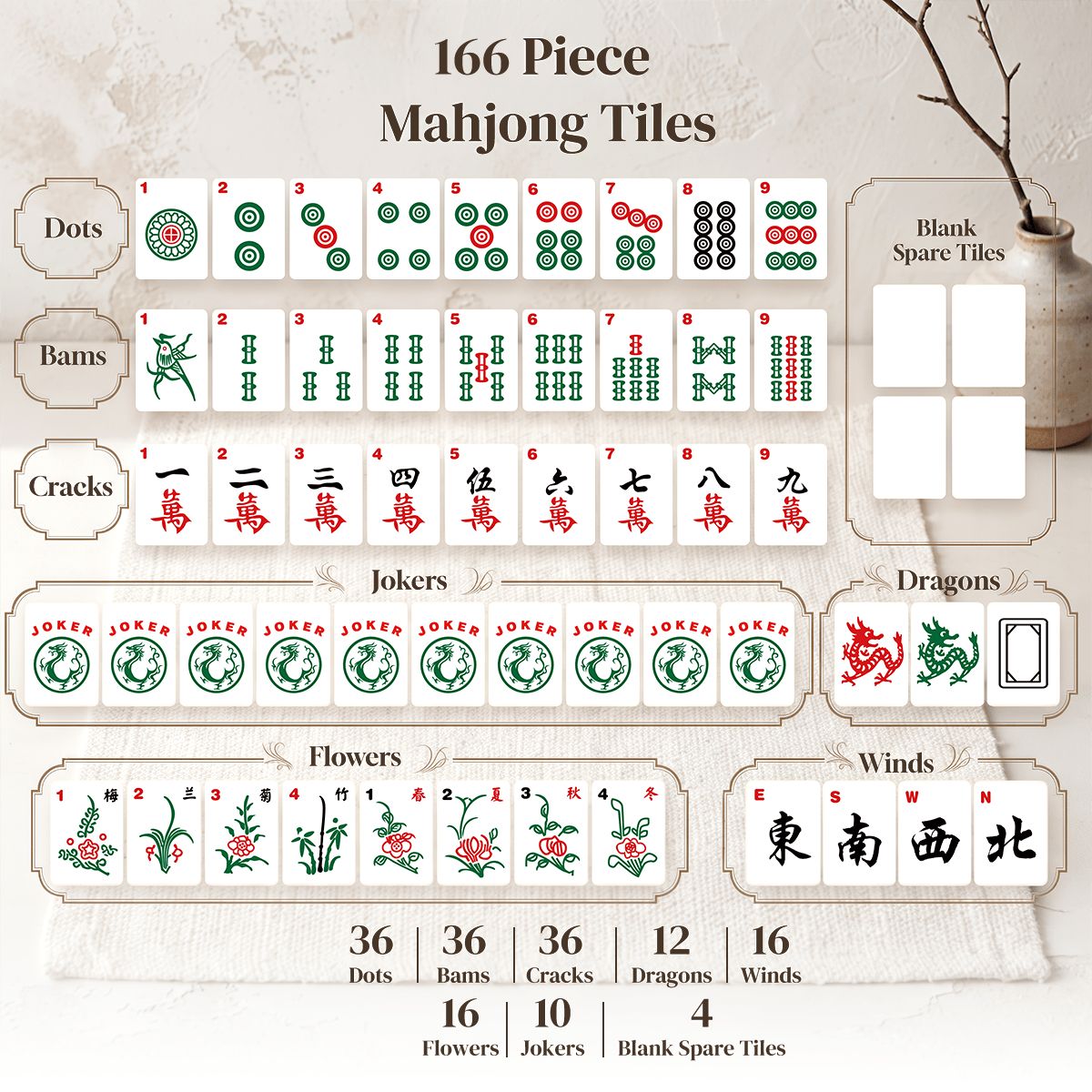 Needlepoint Mahjong Tiles